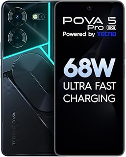 تكنو بوفا 5 برو 5G ، (ذاكرة روم 256GB + RAM 8GB) شاشة 6.78 انش FHD+ منقطة شحن فائق السرعة 68 واط - لون دارك ايلوجن أسود شريحة واحدة