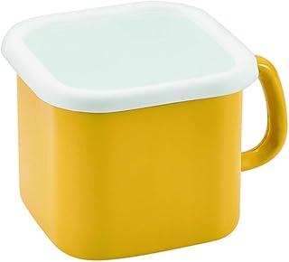 Pearl Metal HB-5363 Cook Pot, Square Shape, 4.7 inches (12 cm), Enamel, Induction Compatible, Can Also Be One Hand Pot, Storage Container, Ready to Refrigerator, Yellow, Petite