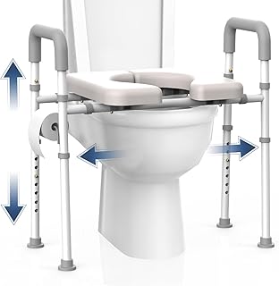 Gazoba Raised Toilet Seat with Handles - Adjustable Elevated Toilet Seat Riser, 300 lbs Toilet Seat Riser for Seniors, Handicap and Disabled, Fit Any Toilet