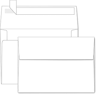 مغلفات بيضاء مقاس A7 مكونة من 100 قطعة، مغلفات قابلة للطباعة مقاس 5×7 للبطاقات والدعوات وحفلات الزفاف والتخرج والصور وحفلات استقبال المولود | 5.25×7.25 انش، 120 غرام لكل متر مربع
