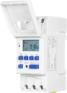 مؤقت رقمي تي اتش سي 15 امبير THC15A LCD قابل للبرمجة 16 الكتروني اسبوعي 7 ايام تشغيل وايقاف تحكم بمؤقت تيار متردد 220 فولت ابيض