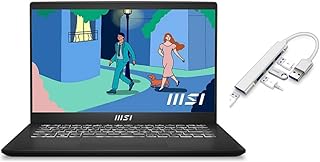 MSI لابتوب عصري 14 انش FHD | معالج انتل كور i5-1155G7 | ذاكرة RAM 16GB | SSD 512GB | بطاقة رسومات ايريس Xe | كيبورد باضاءة خلفية | ويندوز 11 هوم | اسود | حزمة مع موزع USB 3.0