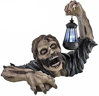 Glowing Zombie with Led Lantern, Garden Gnome Statue - Resin Horror Movie Inspired Outdoor Decor for Patio, Lawn, Yard, Garden