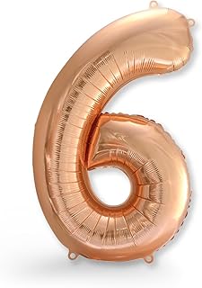 FUNXGO Foil Balloon Number 6 in Rose Gold - XXL / Approx. 100 cm Giant Number Balloons - Foil Balloons for Air or Helium as Birthday, Wedding - Balloon 6 Rose Gold