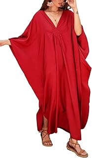 Women Casual Kaftan Dress Batwing Sleeve Plus Size Swimsuit Cover Up Maxi Caftan Dresses Purple