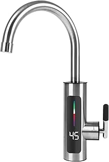 WMLBK Instant Hot Water Tap, Stainless Steel Mixer Tap for Hot and Cold Water with Digital Display, 220V for Kitchen and Home Sink