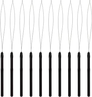 10 قطع من ابرة وصلة الشعر، اداة لخطاف سحب الشعر وجهاز خرز، اداة لخيوط الحلقات الدقيقة والخرز ووصلات الشعر او الريش (اسود)