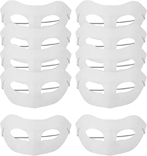 Homoyoyo 10pcs Cover Unpainted Decorative Carnival Work Plain Kids DIY Cosplay Craft Mardi Mask Up Painted Paper Art Hand Covers Costume White Wolf Graffiti Crafts Kabuki Masquerade