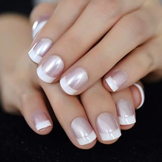 CoolNail Pearl وردي أبيض فرنسي أظافر وهمية الأظافر أكريليك فوق البنفسجية الصحافة على ملصقات أظافر صناعية كاملة