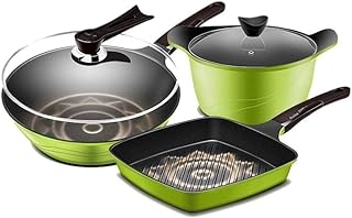 Pots, Cookware Set Pan & Pot Set 3 Piece, Stock Pot, Saute Pan, Saucepan,Glass Lid,