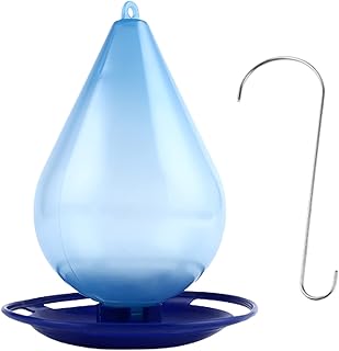 Outdoor Hanging Bird Water Feeder, Blue Water Drop Shape Bird Feeder Bird Waterer Bird Water Dispenser for Garden Yard Decoration