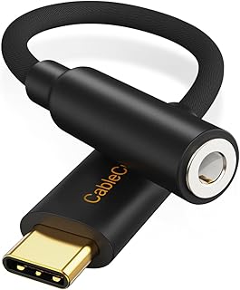 كيبل كريشن محول سماعة راس USB C الى 3.5 ملم من النوع مقبس صوت مع شريحة رقمي تناظري متوافق جالكسي اس 20 واس بلس وسامسونج 10 9 وبكسل 3 اكس ال وايباد برو 2020 اسود