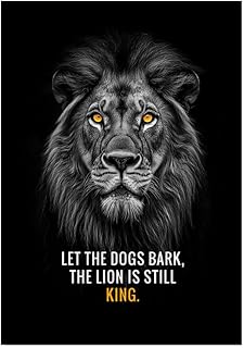 Motivational Phrases Poster Print Inspiring Words Wall Art Canvas Painting Tiger Lion Leopard Eagle Office Decor Home Decoration (SKU12,8 x12inch=(20 x30 cm),Black Photo Frame)