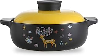 Pots,Enamel round Covered Stockpot, Pasta Stock Stew Soup Casserole Dish with Lid Household Gas High Temperature Resistance Stew Pot/Simple Practical Anti-Crackistpot/Yel,Yellow-a