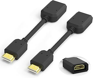 كيبل وصلة HDMI ذكر الى انثى من اكستراكتمي قطعتان بسرعة عالية محول يدعم دقة 4 كيه و1080P ثلاثية الابعاد لجوجل كروم كاست وعصا روكو وتي في ستيك وتلفزيون عالى الدقة وPS3 واكس بوكس360 ولابتوب وكمبيوتر