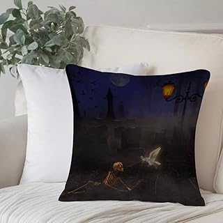 Soft Decorative Square Throw Pillow Case Cushion Covers,Horror Grave Skeleton Sparkling Pigeon with Flower,Pillowcases for Livingroom Sofa Bedroom with Invisible Zipper 50x50 cm