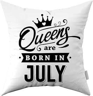 غطاء وسادة مقاوم للماء للاستخدام الخارجي مطبوع عليه Queens Are Born In July PLWCH685 من كليفر كرافت هومز، مقاس 45 سم × 45 سم، ابيض/اسود