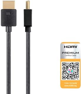 مونو برايس كابل HDMI عالي السرعة - 1 قدم - اسود | معتمد ممتاز، 4K عند 60 هرتز، HDR ، 18Gbps، 36AWG، YUV، 4:4:4 - سلسلة فائقة النحافة، لتلفزيون، لحاسوب لوحي