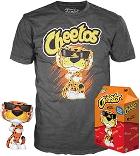 فانكو بوب! تي شيرت تشيتوس - تشيستر شيتا - صغير - (S) - CHEETOS - ملابس مع مجسم فينيل قابل للتجميع - فكرة هدية - العاب وبلوزة بكم قصير للبالغين من الجنسين من الرجال والنساء