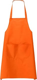 sourcing map 4pcs Bib Apron 70x60cm Unisex Restaurant Kitchen Cooking Aprons Non-Adjustable Machine Washable Chef Aprons with 2 Pockets for Cooking BBQ Painting Drawing Craft, Orange, Orange, 27.56" x