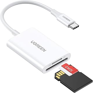 يوجرين قارئ بطاقات USB-C 2 في 1، أبيض يوجرين قارئ بطاقات USB-C 2 في 1 أسود