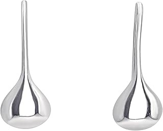 Silverly 925 Sterling Silver Small Puffed Teardrop Earrings - Elegant Tiny Water Drop Hook Earrings - Classic Minimalist Jewellery for Women - Dangly Raindrop Droplet Design, Sterling Silver