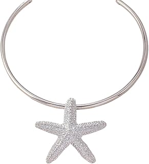 Platina Starfish Metal Choker Clavicle Necklaces Summer Ocean Beach Exaggerated Personality Fashion Pendant for Women