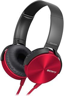 Sony MDR-XB450AP سماعات رأس فوق الأذن مع ميكروفون (أحمر)، من سوني، سلكي