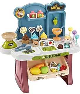 Toy Box 33-Piece Home Mini Supermarket Playset 30X20X10 Cm Beige