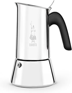 Bialetti جديد فينوس التعريفي، موقد مسطح صانعة قهوة، 18/10 الصلب، 6-كأس اسبرسو، ومناسبة لجميع أنواع النتوءات، ستانلس ستيل، فضي