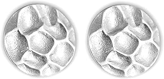 Sterling Silver Solid 10mm Hammered Round Circle Disc Dot Stud Earrings