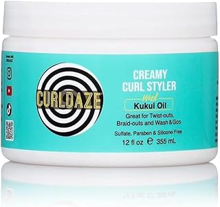 Curldaze Ultra Moisture Creme with Kukui Oil, Vitamins A, C, and E. Moisturizing and Styling Curl Creme for Curly Hair, Great for Twist-Outs, Braid Outs, Wash & Gos, Shines, Intensely Moisturizes