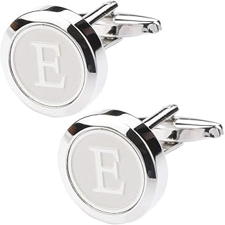 Mens Classic Stainless Steel Initial Cufflinks 26 Alphabet Initial Letter Cufflinks Business Wedding Shirts A-Z