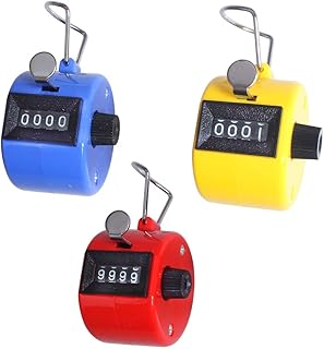 Yinquetinup 3 Pcs 4 Digit Display Manual Mechanical Counter Hand Tally Counter Tally Counters Clickers for Sport Coach School Event Golf Counter