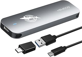 هارد SSD خارجي محمول 128GB 2242/2260/2280 Ngff رمادي معدني USB 3.1 نوع C خفيف للغاية وجيد التهوية محمول ذو حالة ثابتة لاجهزة Mac/ويندوز/اندرويد/لينكس (حتى 6Gbps مع مؤشر LED) من دوج فيش