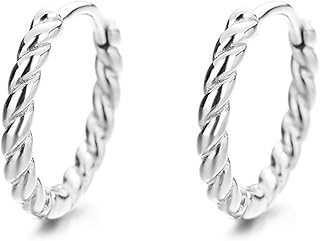 Sterling Silver Solid 10mm Hoop Twist Wire Huggie Cuff Earrings