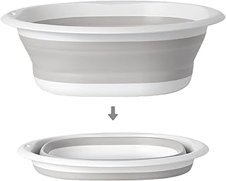 5L Collapsible Washing Up Bowl, Portable Wash Basin Silicone Plastic Basket Multipurpose Outdoor Travel Basin Camping Sink, Space Saving Folding Washtub