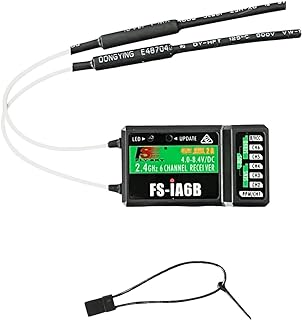 هاوكس وورك جهاز استقبال FS-iA6B، 6 قنوات بي بي ام اي باص متوافق مع جهاز ارسال الراديو FS-i4 FS-GT5 FS-i6 FS-i6S FS-i6X FS-TH9X NV14 (فلاي سكاي iA6B)