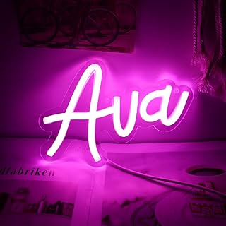 WonderfulLife Ava Name Neon Sign for Room Decor,Non customized, Personalized Led Sign for Birthday Party Decoration,Pink Light Up Wall Decor.