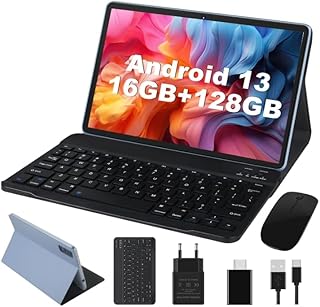 جوسيه تابلت 10 انش اندرويد 13 ثماني النواة MT8183 16GB RAM + 128GB ROM (1TB TF)، شبكة محلية لاسلكية 5G + 2.4G، GPS، بلوتوث 5.0، كاست، 13MP + 5MP، بطارية 8000mAh، مع كيبورد وماوس، هيكل معدني ازرق