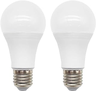 مصابيح اضاءة LED E27، مصباح اديسون ببرغي داخلي، 12 واط ابيض 6500 كلفن، مصباح اضاءة موفر للطاقة، غير قابل للتعتيم (عبوة من قطعتين)