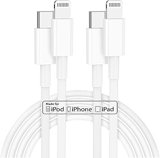 كيبل شاحن ايفون 14 13 بطول 6 قدم، [معتمد من ابل] كيبل USB C الى لايتنينج بطول 6 قدم، كيبل شحن سريع من النوع C بطول 6 اقدام لايفون 14 برو ماكس/13 برو/12 ميني/11/اكس/اكس اس/اكس ار/8 بلس/ايباد