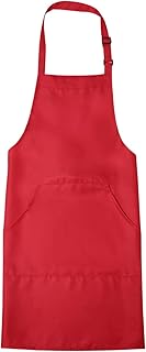 QUARKZMAN Kitchen Aprons 82 x 68 cm Adjustable Waterproof Bib Apron with 2 Pockets for Men and Women, Red, Red, 75x68cm