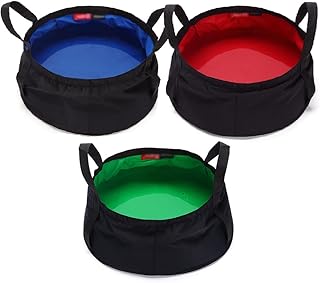 Collapsible Bucket 2 Gallon - Portable Folding Water Basin 3 Pack for Camping and Fishing with Handle - Collapsible Sink Bucket