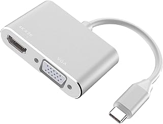 محول USB C VGA من ال جيه سي ام HDMI 4K 30Hz التوصيل والتشغيل 5.5 × 2.4 0.8 انش للمؤتمرات فضي