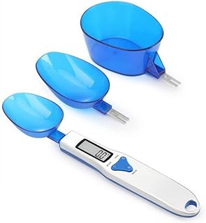 Kitchen Scale Spoon Gram Measuring Spoon, 500g/0.1g Blue Cute Digital Weight Scale Spoon Milligram Measuring Scoop Grams Electronic Measuring Cup for Portioning Tea, Flour, Spices, Medicine