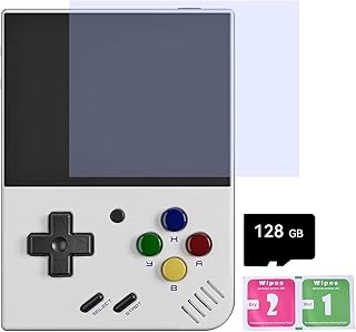 Miyoo Mini Plus Handheld Game Console, 3.5-Inch Retro Emulator Console Built-In 11000 Games, Support Wi-Fi Battle, Open-Source Emulators, Cortex-A7 Processor(128G White)