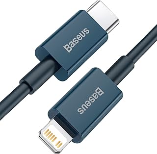 باسيوس كيبل شحن سريع 20 واط USB C الى لايتنينج من سلسلة سوبيريور، كيبل نقل بيانات عالي السرعة 480 ميجابت لكل ثانية متوافق مع ايفون 14 13 12 11 برو ماكس XS XR X 8 7 6 وايباد وايربودز والمزيد (2 متر) -