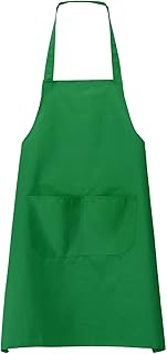 sourcing map 4pcs Bib Apron 70x60cm Unisex Restaurant Kitchen Cooking Aprons Non-Adjustable Machine Washable Chef Aprons with 2 Pockets for Cooking BBQ Painting Drawing Craft, Green, Green, 27.56" x