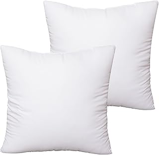 ORJ Throw Pillows Insert Set of 2,Bed and Couch Decorative Stuffer Pillows,Decorative Indoor Pillows for Sofa,100% Cotton Cover Pillow Stuffing (18x18 in)